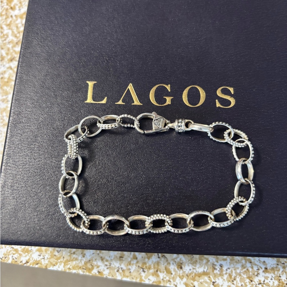 Lagos - size 8 Elegant Silver Chain Bracelet - Picture 2 of 5